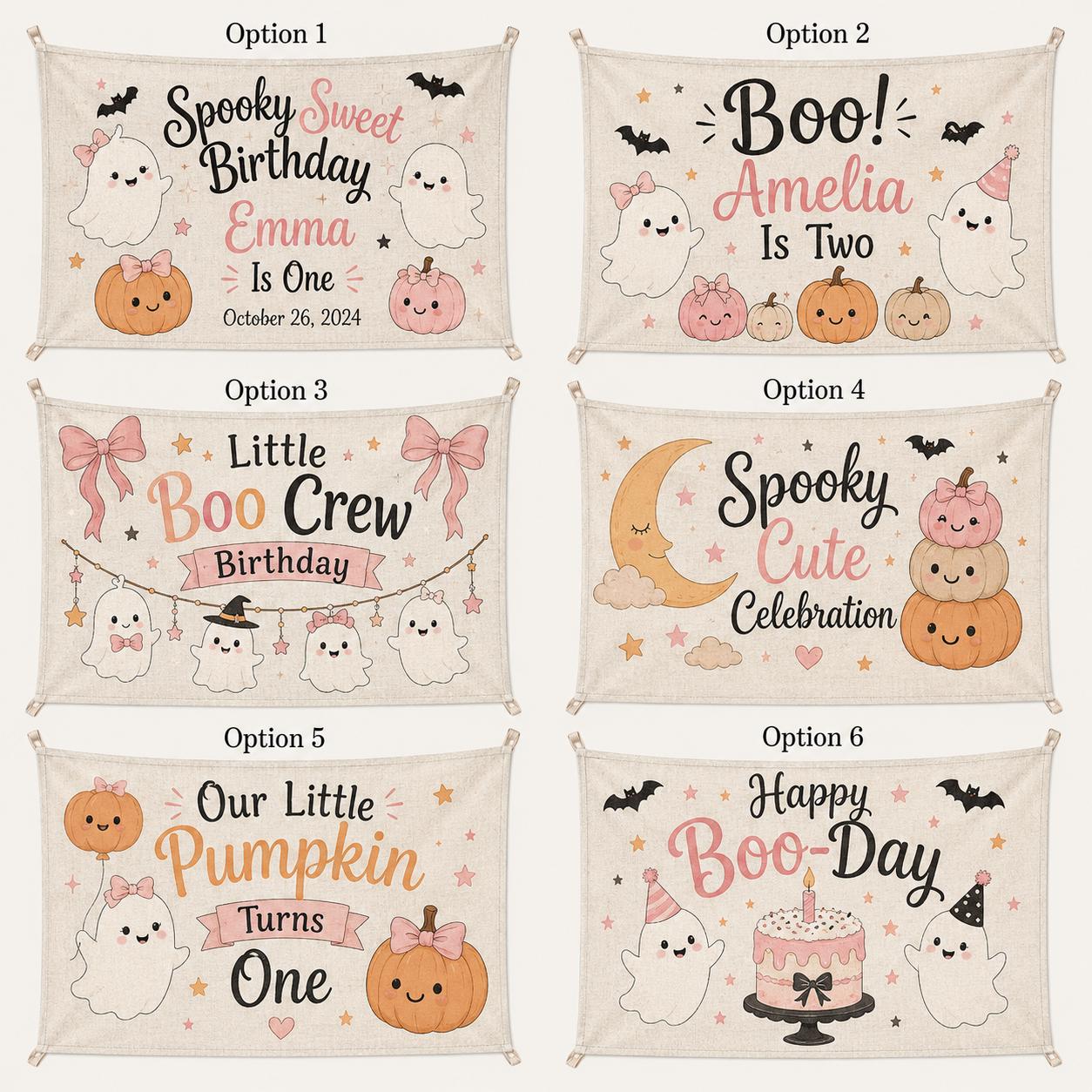 Spooky Birthday Linen Tapestry, Personalized Halloween Birthday Backdrop, Custom Boo Party Banner - product image 2