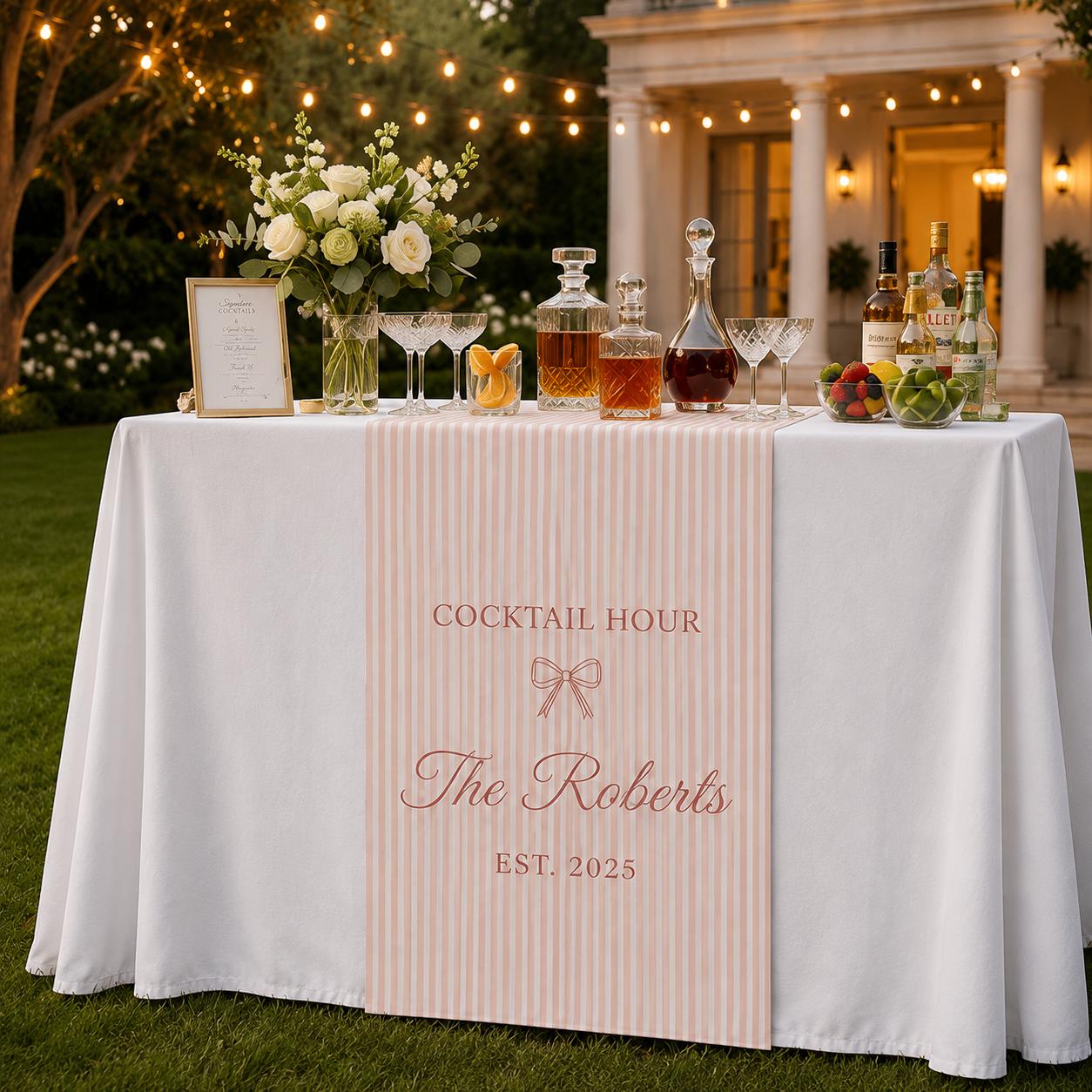 Wedding Bar Table Runner, Personalized Signature Drinks Runner, Custom Cocktail Hour Reception Decor - product image 6
