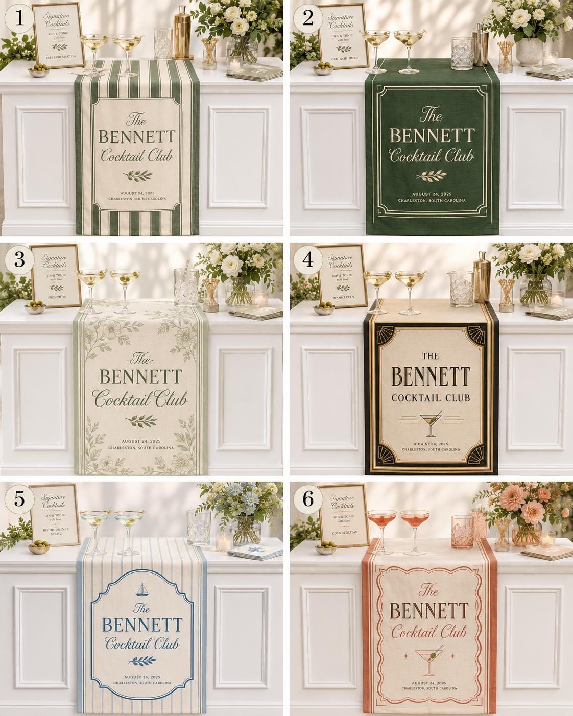 Custom Cocktail Club Wedding Banner, Personalized Surname Fabric Bar Sign, Cocktail Hour Reception Decor - product image 2