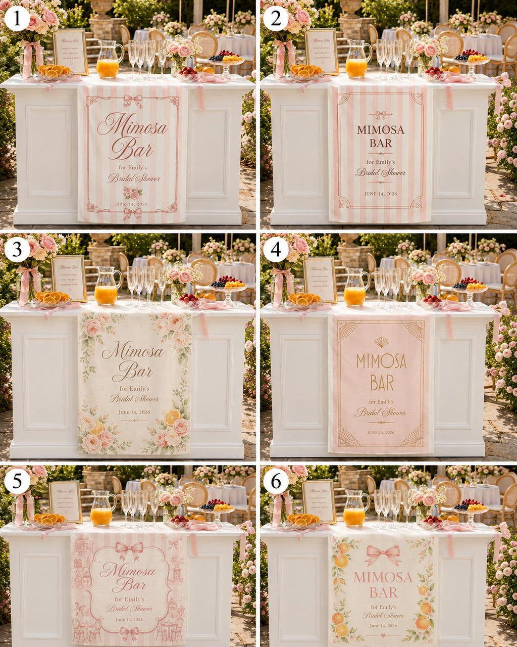 Personalized Mimosa Bar Banner, Satin Bridal Shower Sign, Pink Floral Brunch Decor - product image 2