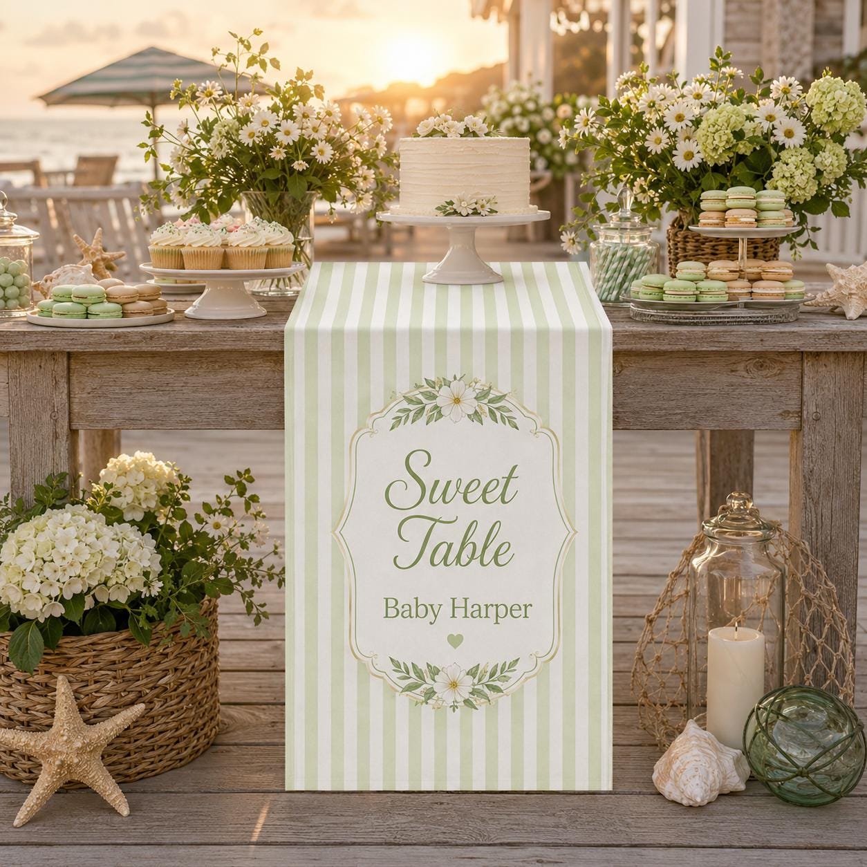 Personalized Baby Shower Sweet Treats Table Runner, Custom Party Decor - product image 6