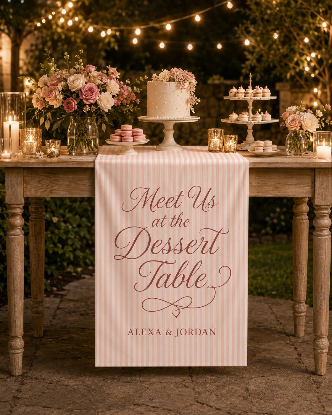 Personalized Wedding Dessert Table Runner, Satin Reception Decor, Custom Event Banner - product image 7