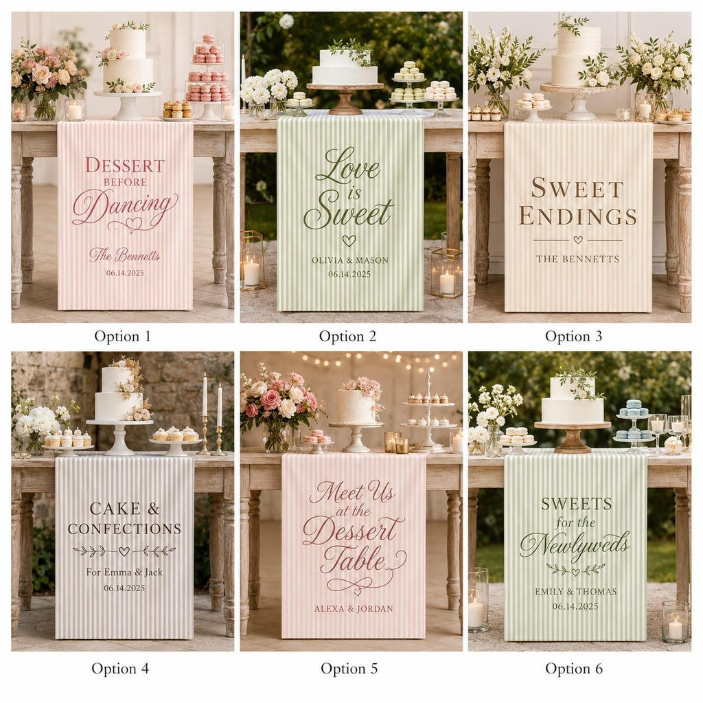 Personalized Wedding Dessert Table Runner, Satin Reception Decor, Custom Event Banner - product image 2