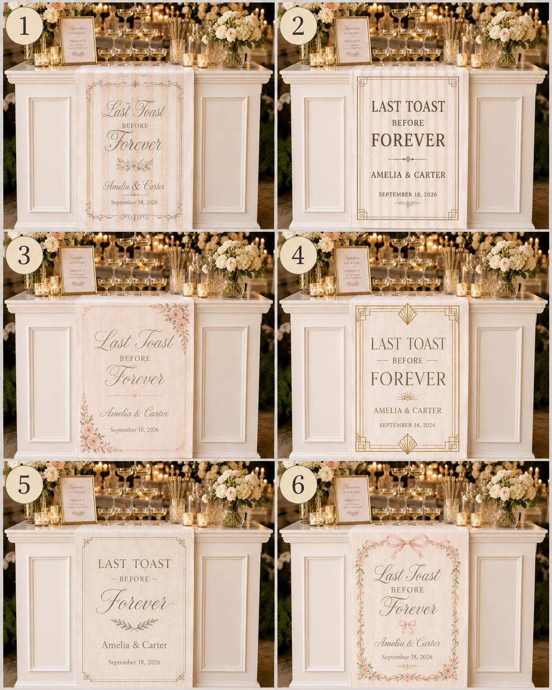 Personalized Wedding Bar Sign, Satin Cocktail Banner, Custom Reception Decor - product image 2
