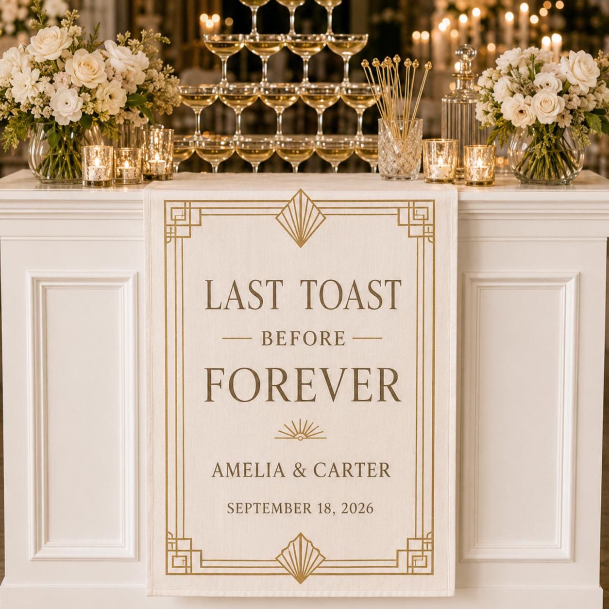 Personalized Wedding Bar Sign, Satin Cocktail Banner, Custom Reception Decor - product image 8