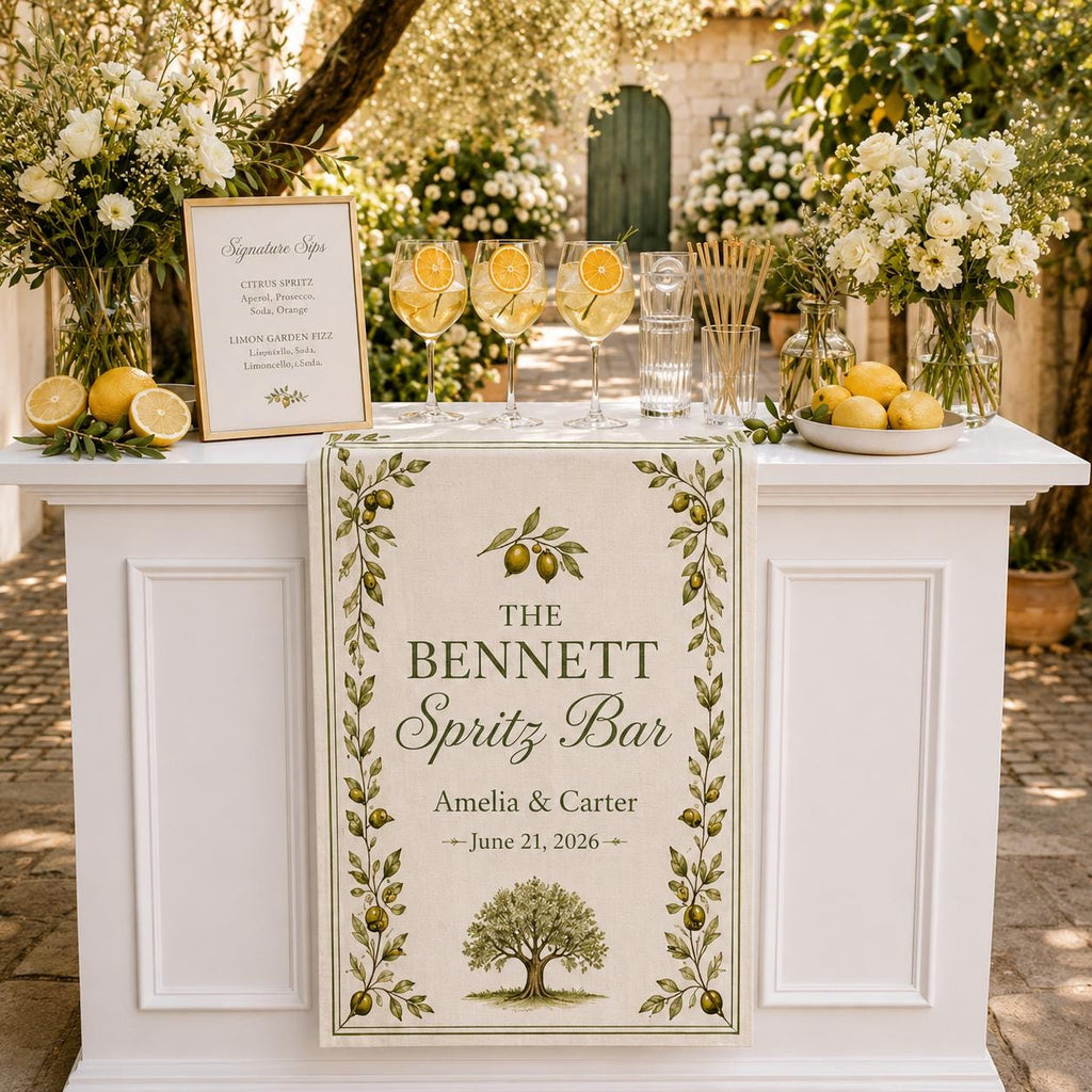 Personalized Lemon Spritz Bar Wedding Fabric Banner, Custom Summer Cocktail Decor - product image 6