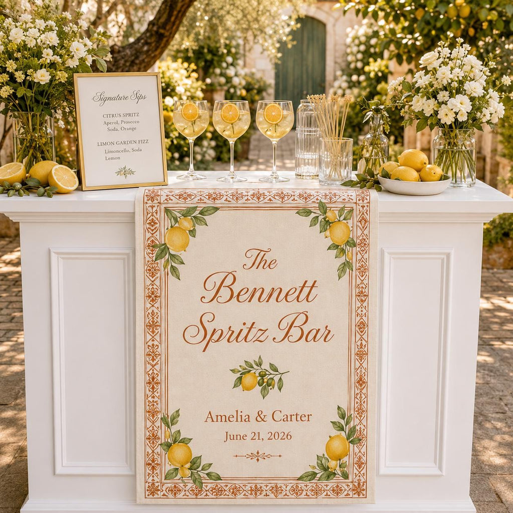 Personalized Lemon Spritz Bar Wedding Fabric Banner, Custom Summer Cocktail Decor - product image 9