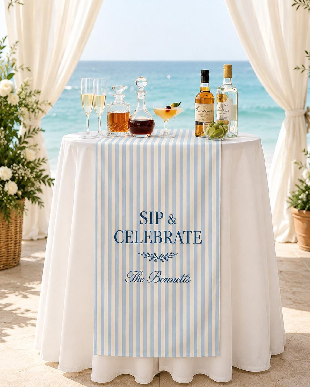 Welcome Drinks Table Runner, Personalized Wedding Bar Sign, Custom Cocktail Hour Reception Decor - product image 8