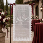 Lace Wedding Welcome Banner, Personalized Sheer Ceremony Sign – product photo 6