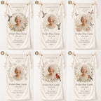 Memorial Photo Banner, Personalized Celebration of Life Fabric Sign, Custom Satin Remembrance – product photo 2