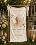 Memorial Photo Banner, Personalized Celebration of Life Fabric Sign, Custom Satin Remembrance Banner - product image 1