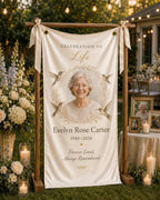 Memorial Photo Banner, Personalized Celebration of Life Fabric Sign, Custom Satin Remembrance – product photo 4
