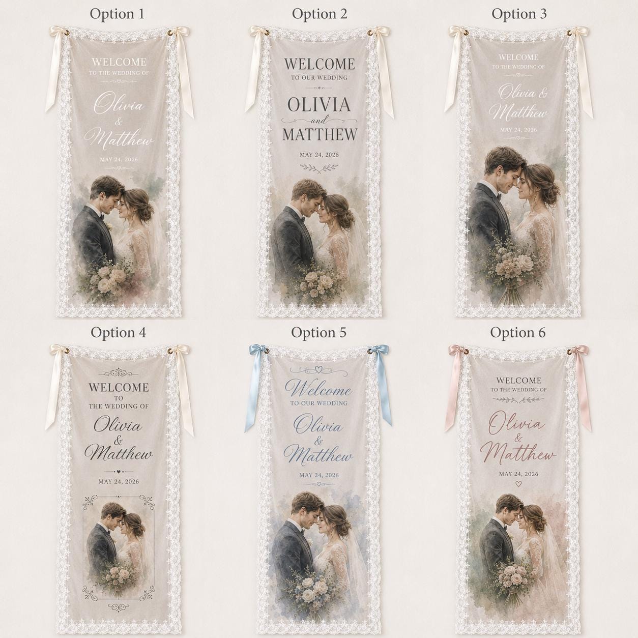 Photo Lace Wedding Banner, Personalized Sheer Welcome Sign, Custom Romantic Ceremony Decor - product image 2