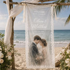 Photo Lace Wedding Banner, Personalized Sheer Welcome Sign – product photo 7