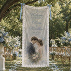 Photo Lace Wedding Banner, Personalized Sheer Welcome Sign – product photo 8