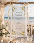 Lace Signature Drinks Banner, Personalized Sheer Bar Sign, Custom Wedding Cocktail Decor - product image 1