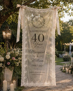 Anniversary Lace Banner, Personalized Sheer Anniversary Sign – product photo 5