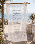 Anniversary Lace Banner, Personalized Sheer Anniversary Sign, Custom 25th 40th 50th Wedding Decor - product image 1