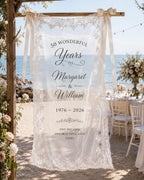 Anniversary Lace Banner, Personalized Sheer Anniversary Sign – main product view
