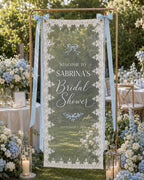 Bridal Shower Lace Banner, Personalized Sheer Welcome Sign – main product view