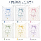 Baby Shower Linen Tapestry, Personalized Baby Backdrop Banner, Custom Blue Bow Welcome Sign – product photo 2