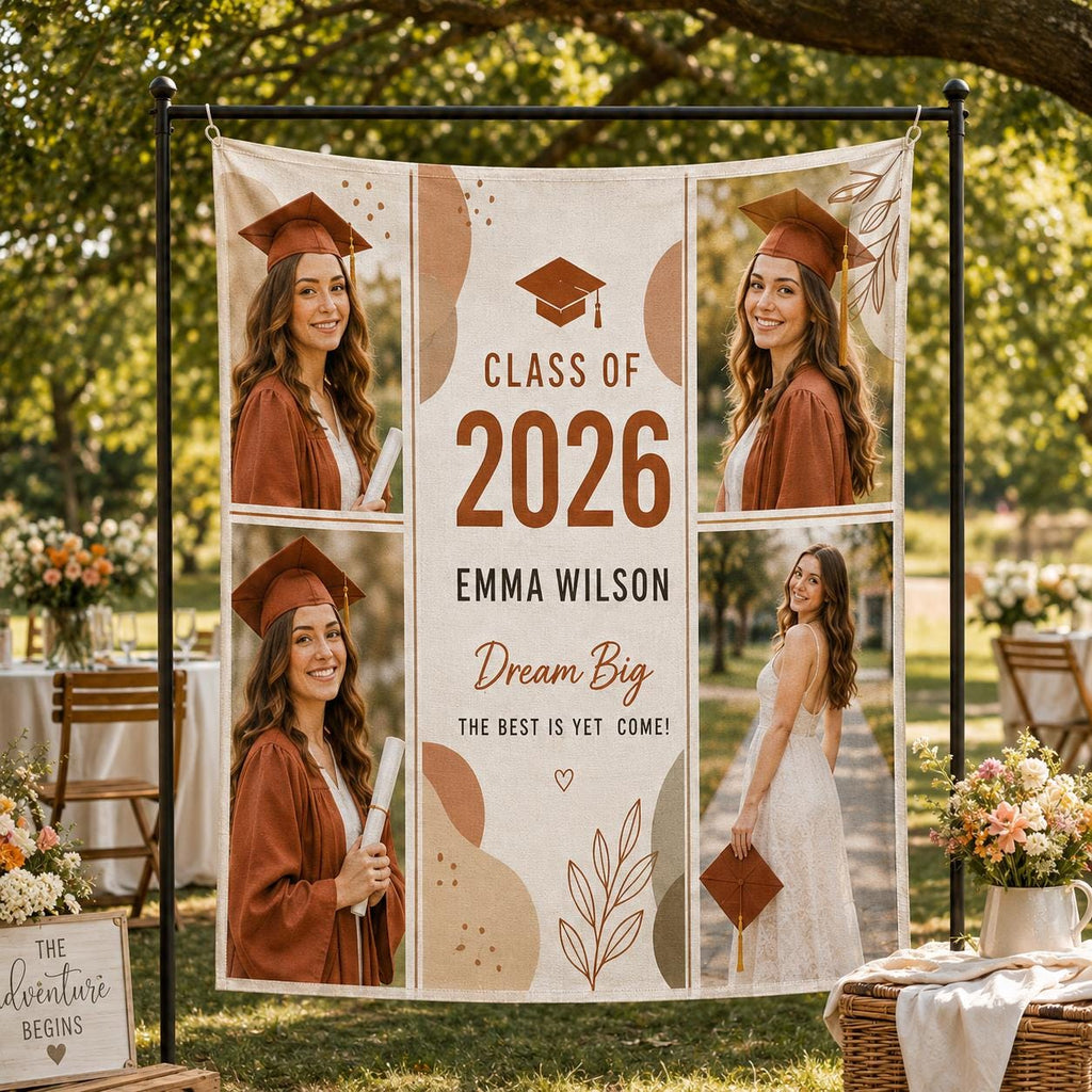 Graduation Photo Linen Tapestry, Personalized Class of 2026 Backdrop, Custom Graduation Party Banner - product image 10