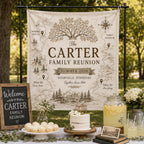 Personalized Family Reunion Heritage Map Linen Tapestry – product photo 4
