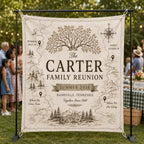 Personalized Family Reunion Heritage Map Linen Tapestry – product photo 9