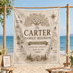 Personalized Family Reunion Heritage Map Linen Tapestry – main product view
