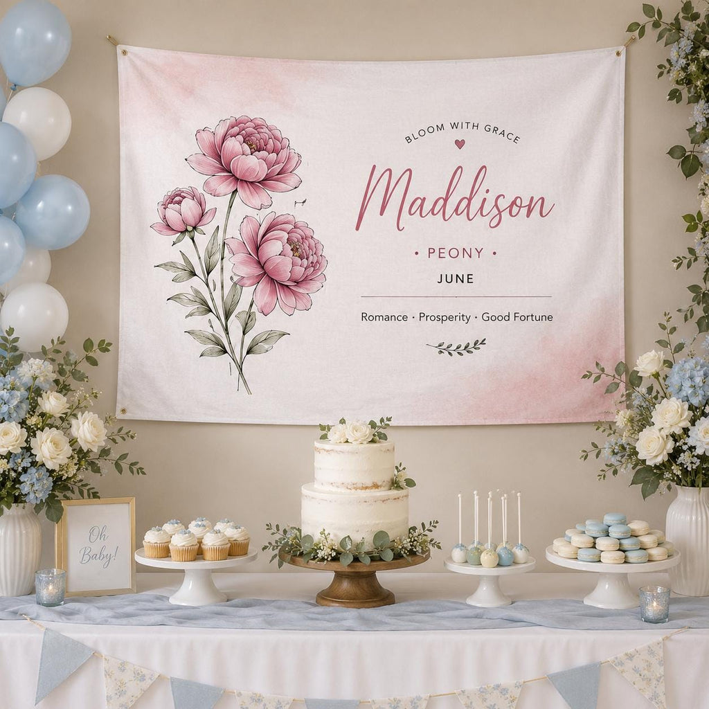 Personalized Birth Flower Linen Tapestry, Custom Name Floral Wall Hanging, Dorm Room Decor Gift - product image 8