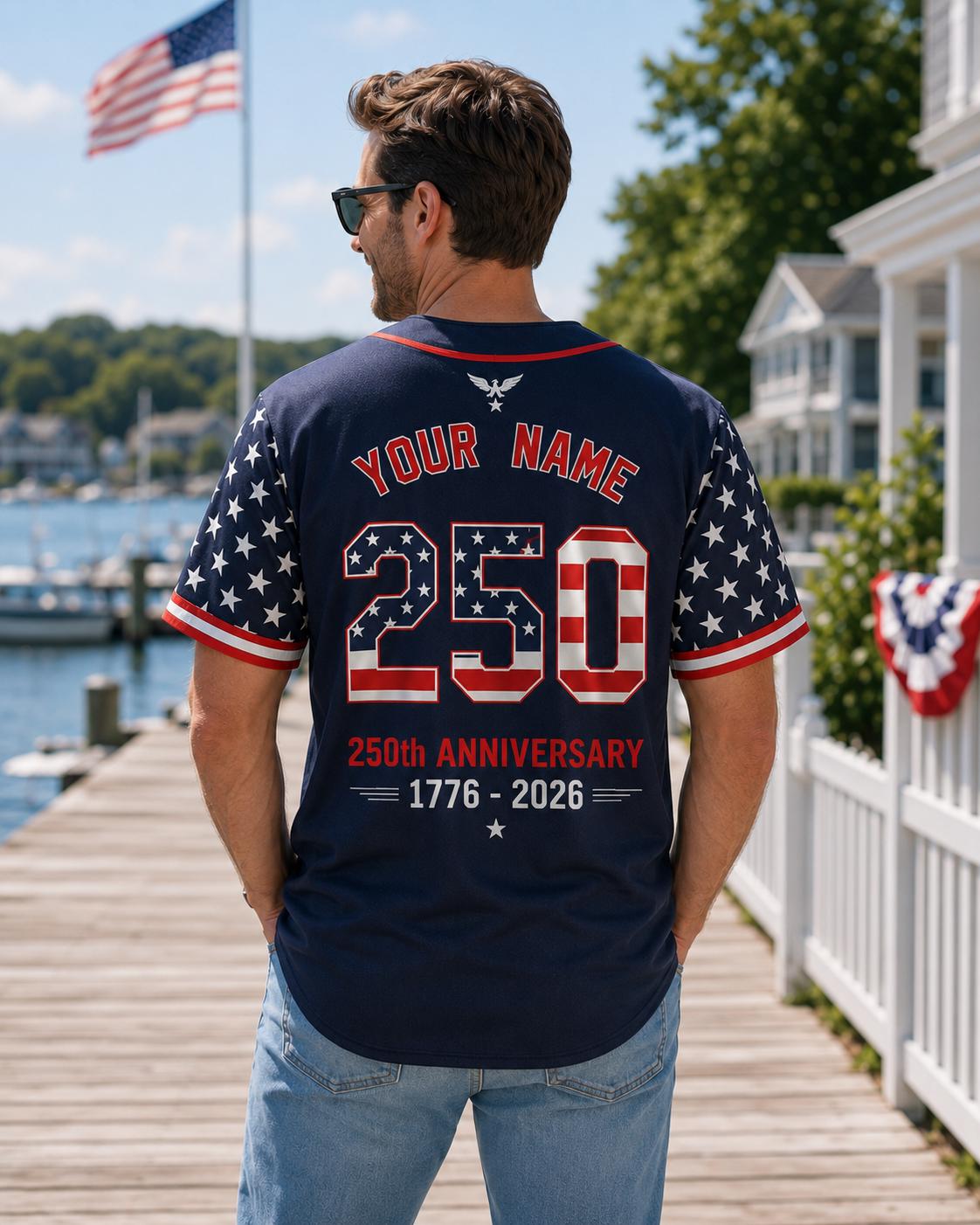 America Anniversary Baseball Jersey, Custom Patriotic USA Game Day Shirt - product image 6
