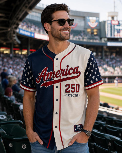 America Anniversary Baseball Jersey, Custom Patriotic USA Game Day Shirt - product image 1