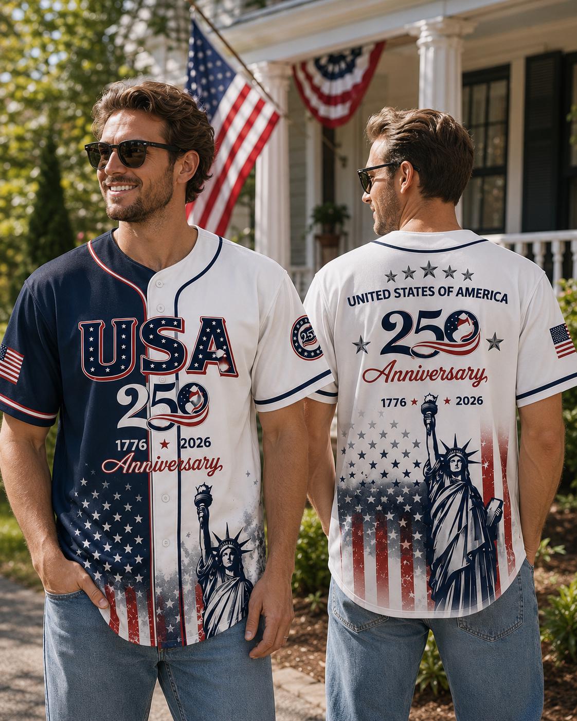 USA 250th Anniversary Baseball Jersey, Patriotic USA Game Day Outfit - product image 9
