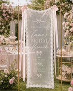 Bridal Brunch Lace Banner, Personalized Sheer Welcome Sign – main product view