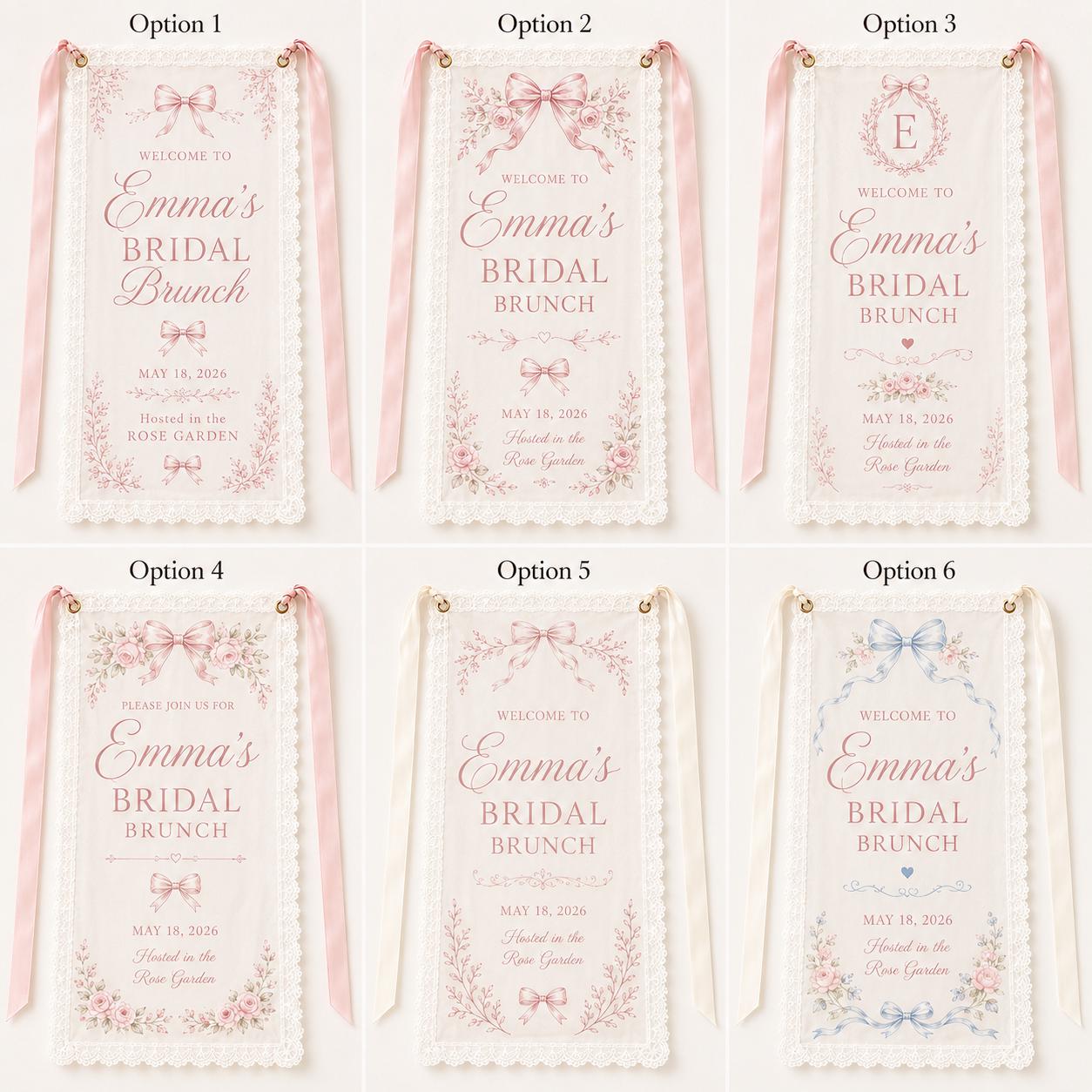 Bridal Brunch Lace Banner, Personalized Sheer Welcome Sign, Custom Bow Bridal Shower Decor - product image 3