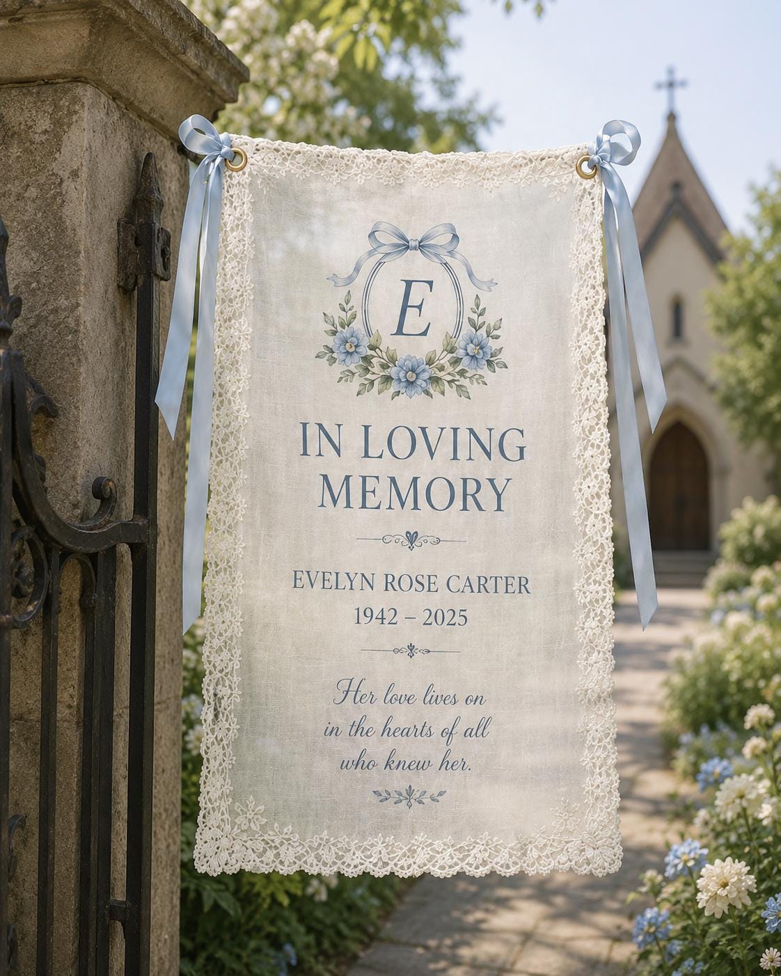 Memorial Lace Banner, Personalized Celebration of Life Sign, Custom Photo Remembrance Banner - product image 7