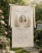 Memorial Lace Banner, Personalized Celebration of Life Sign, Custom Photo Remembrance Banner – product photo 8