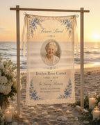 Memorial Lace Banner, Personalized Celebration of Life Sign, Custom Photo Remembrance Banner – product photo 10