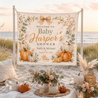 Personalized Fall Baby Shower Linen Tapestry – main product view