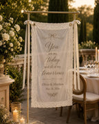 Wedding Vows Lace Banner, Personalized Sheer Ceremony Sign – product photo 6