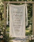 Wedding Vows Lace Banner, Personalized Sheer Ceremony Sign – main product view