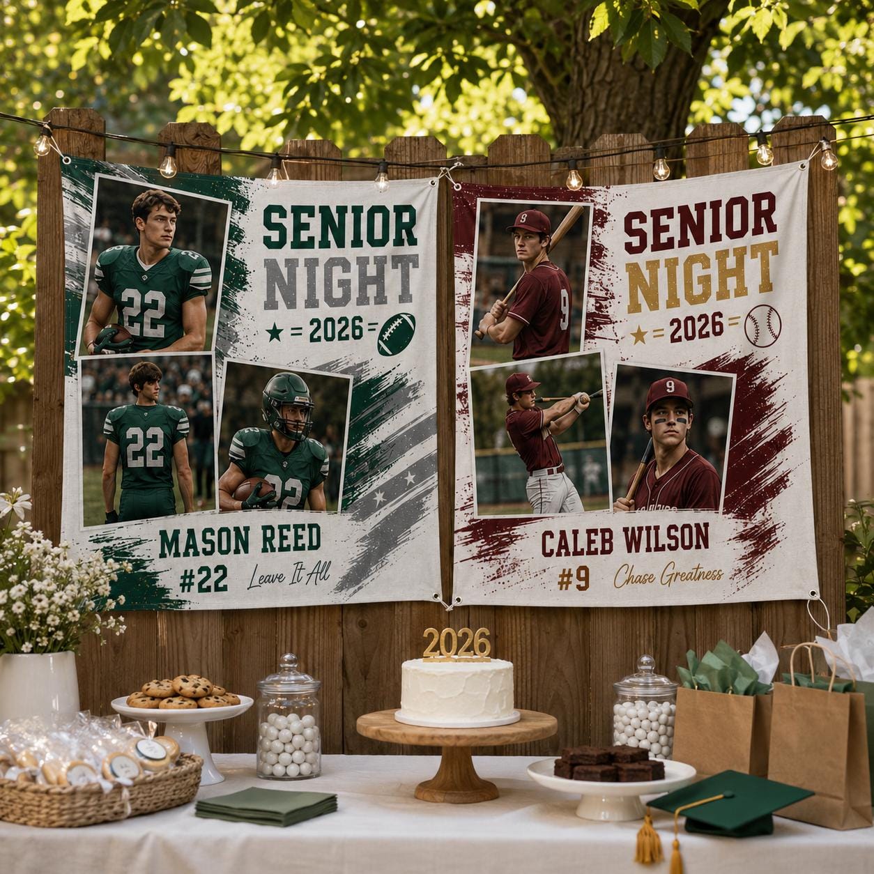 Senior Night Sports Linen Tapestry, Personalized Athlete Photo Collage Backdrop, Custom Graduation Sports - product image 7