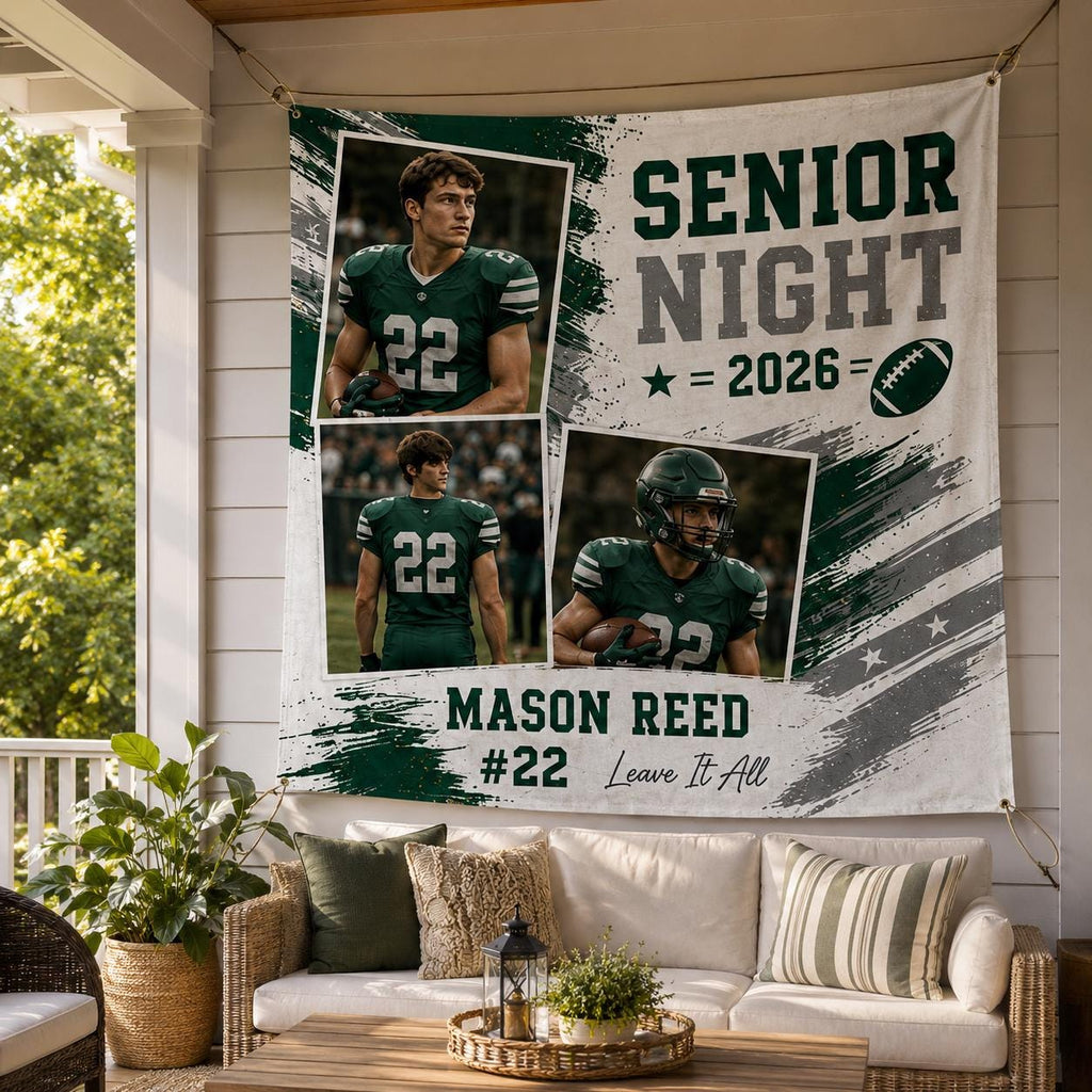 Senior Night Sports Linen Tapestry, Personalized Athlete Photo Collage Backdrop, Custom Graduation Sports - product image 8