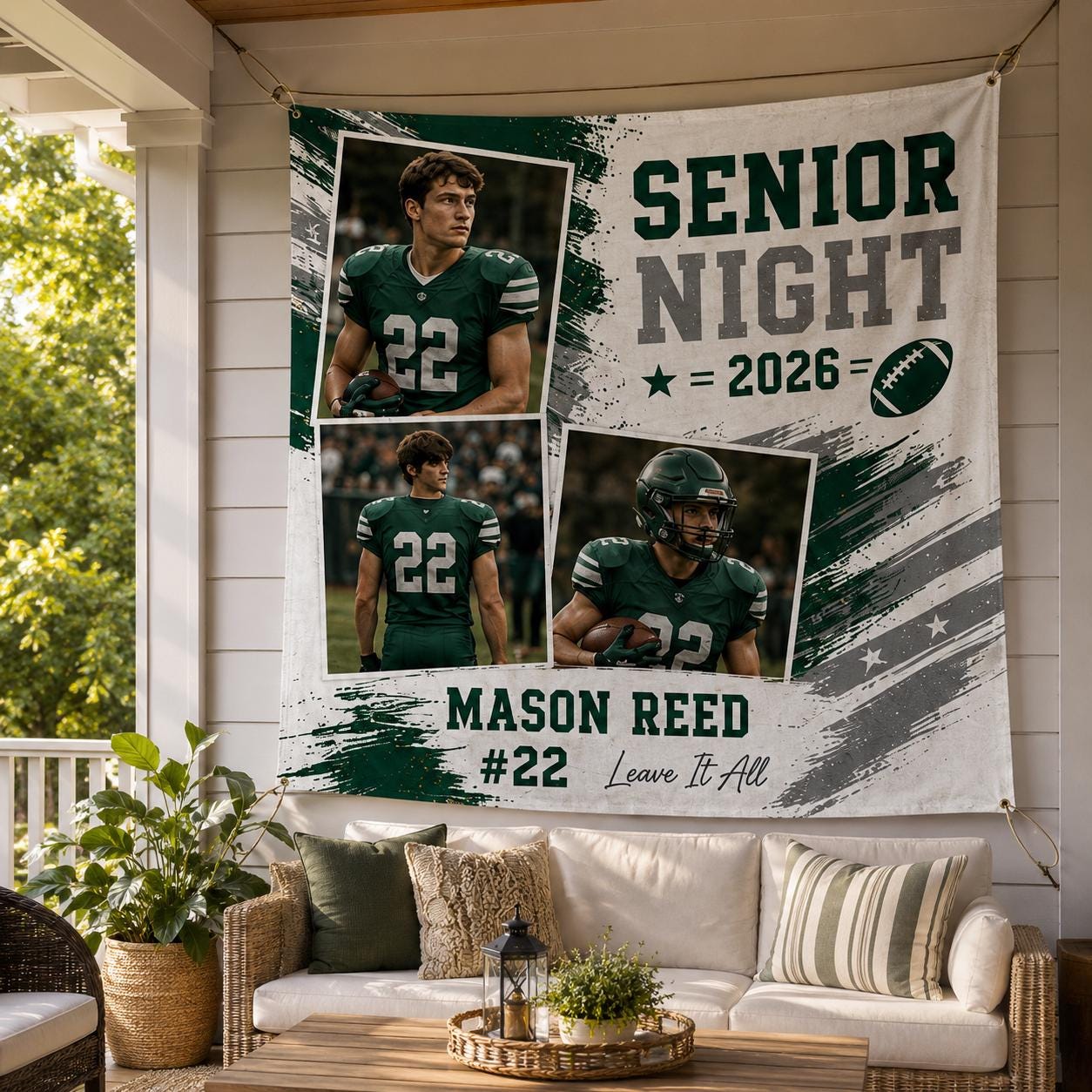 Senior Night Sports Linen Tapestry, Personalized Athlete Photo Collage Backdrop, Custom Graduation Sports - product image 8