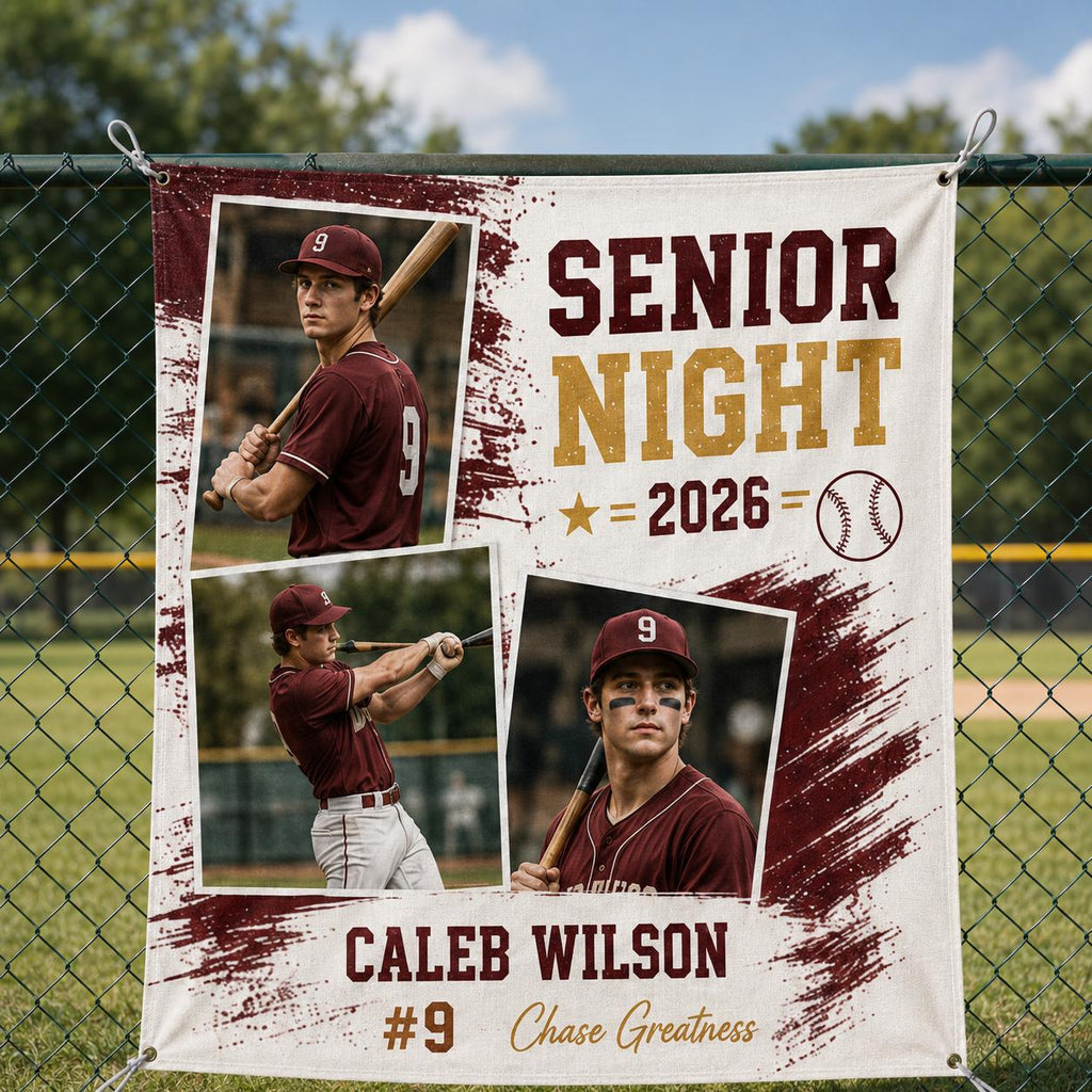 Senior Night Sports Linen Tapestry, Personalized Athlete Photo Collage Backdrop, Custom Graduation Sports - product image 6