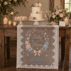 Baby in Bloom Lace Banner, Personalized Floral Baby Shower Sign – product photo 6