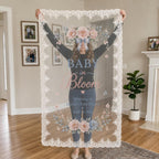 Baby in Bloom Lace Banner, Personalized Floral Baby Shower Sign – product photo 2