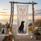 Pet Memorial Linen Tapestry, Personalized Dog Cat Memorial Garden Backdrop – main product view