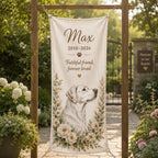 Pet Memorial Linen Tapestry, Personalized Dog Cat Memorial Garden Backdrop – product photo 9