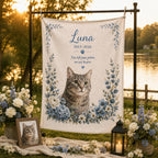 Pet Memorial Linen Tapestry, Personalized Dog Cat Memorial Garden Backdrop – product photo 2
